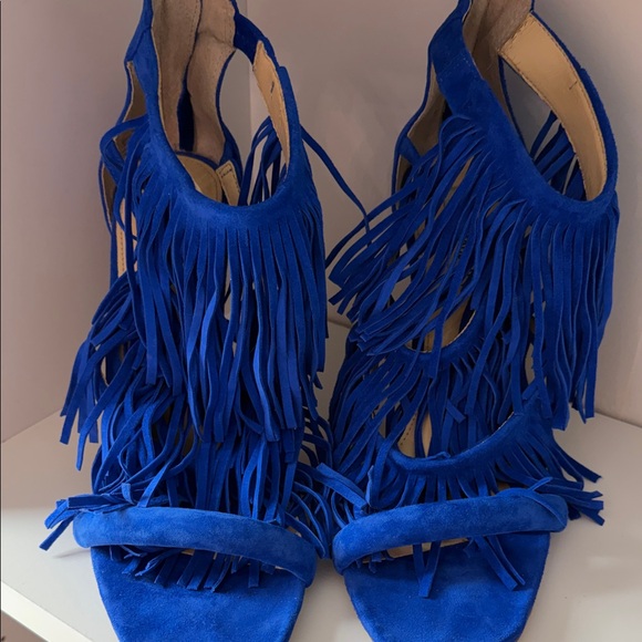 Steve Madden Royal Blue Fringe Heels - Picture 6 of 12